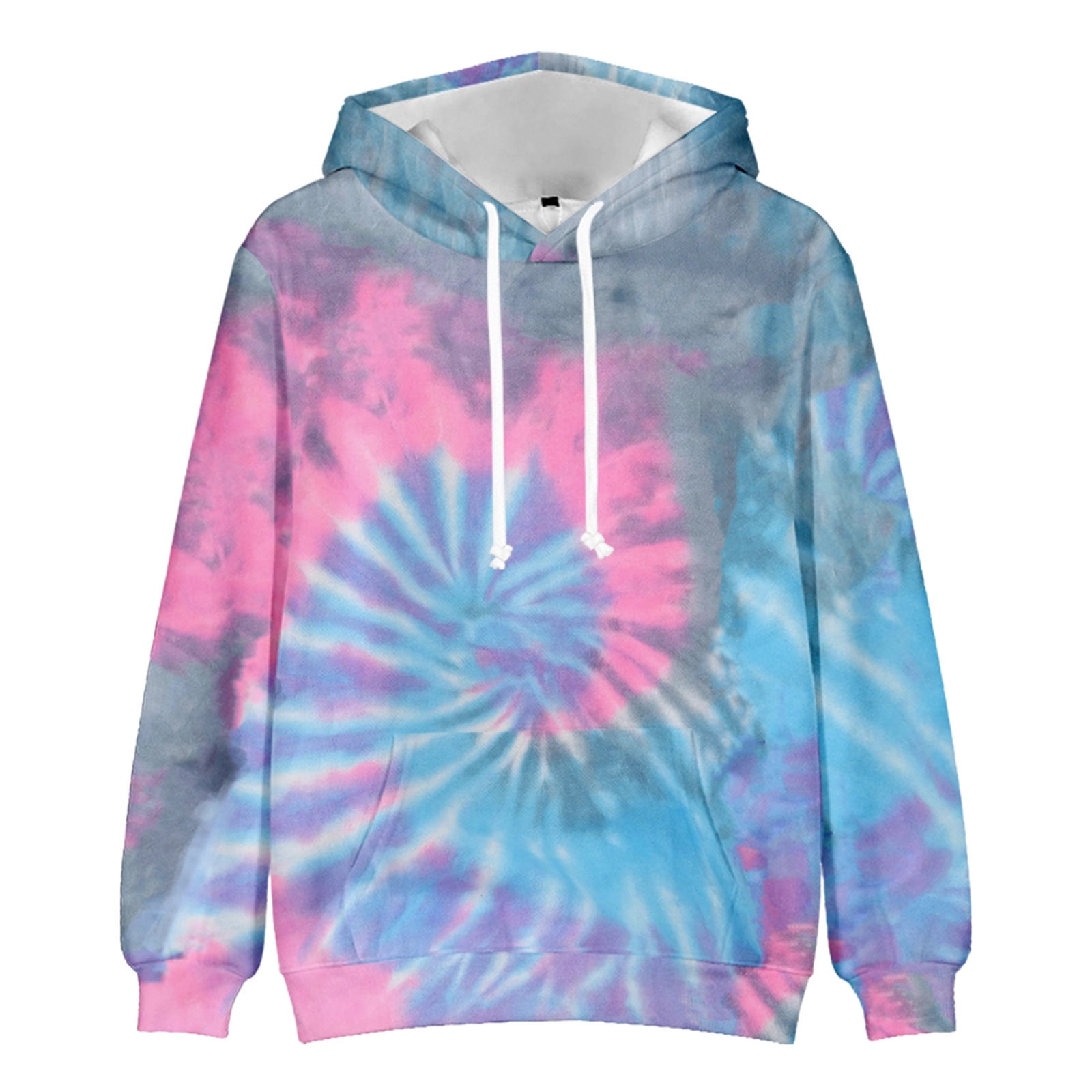 Hfyihgf Mens Tie Dye Oversized Hoodies Unisex Drawstring Pullover Sweatshirts Hooded Long Sleeve Shirts with Big Pockets Blue 4XL
