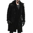 thumbnail image 1 of Hfyihgf Mens Winter Coat Warm Thick Fleece Lined Parka Notch Collar Button Up Long Trench Jacket Casual Outdoor Overcoat Plus Size with Pocket(Black,XXL), 1 of 6