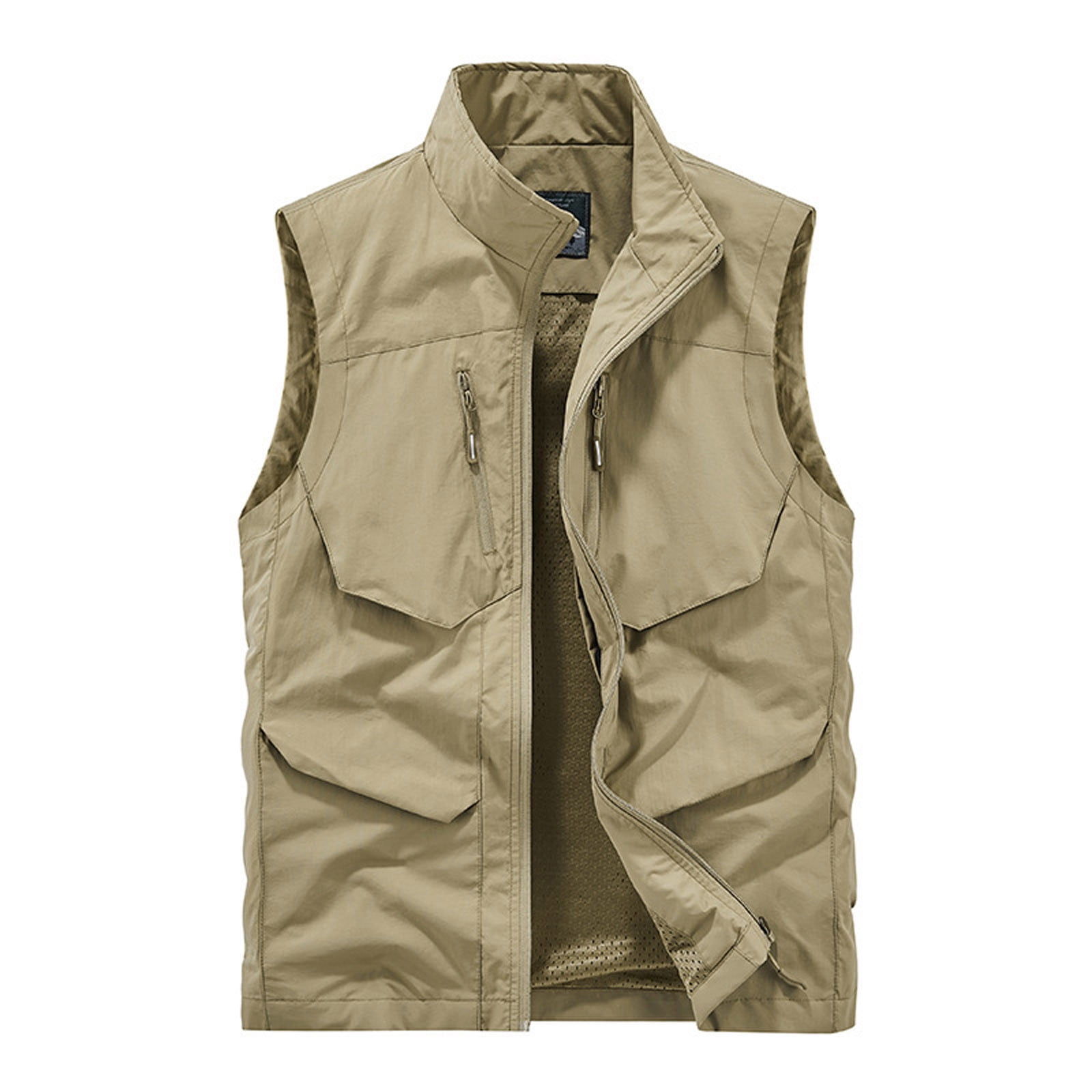 Golf Umbrella Men Multi Pocket Vest Cargo Sleeveless Jacket For