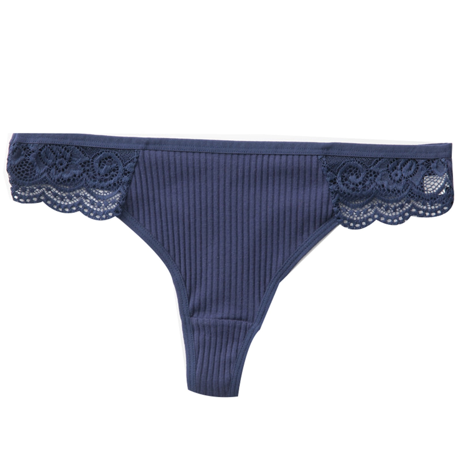 Hfyihgf No Show Panties for Women Seamless T-Back Lace Triangle Low Waist  V-Shape Underwear Sexy See Through G String Pants Tucking Panties Dark Blue  M 