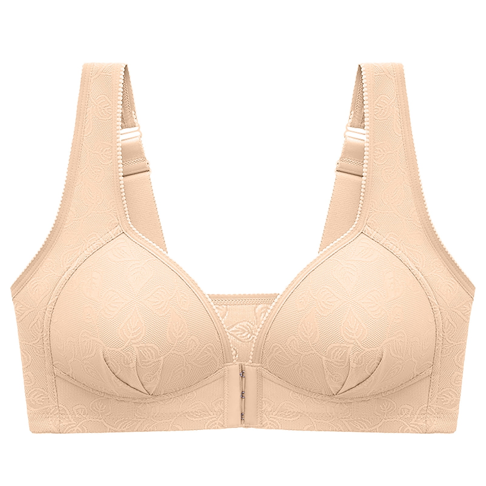 Hfyihgf On Clearance Front Closure Wire-Free Bras for Women Lace Comfort  Push Up Bra Full-Coverage Wireless Brassiere Breathable Bralettes Lingerie  Daliy Underwear(Beige,L 40/90) 