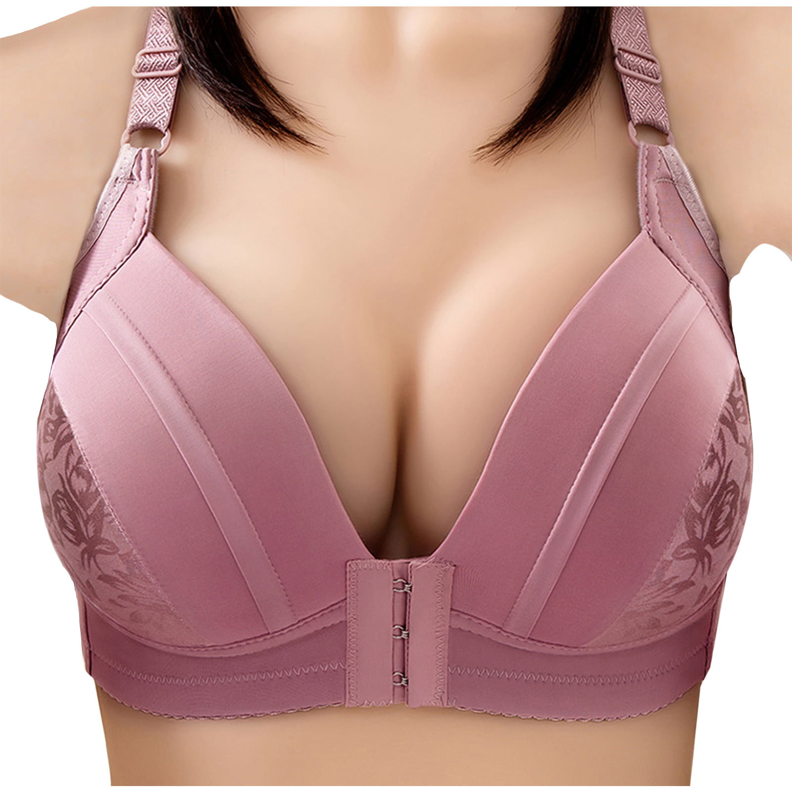 3Pcs Front Closure Bra for Women Plus Size Full Coverage Light Weight  Breathable Lingerie Lightly Lined Wide Straps Bras, Multicolor, Small :  : Clothing, Shoes & Accessories