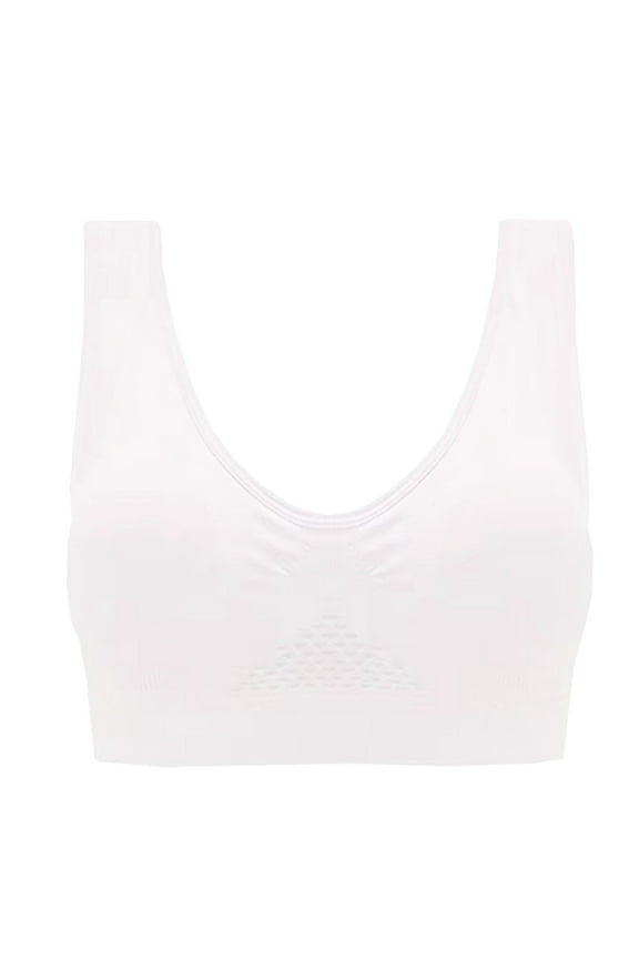 On Clearance Mesh U Back High-Impact Sports Bras for Womens Plus Size Comfort Seamless Pullover Bra with Built-In Cups(White,3XL)