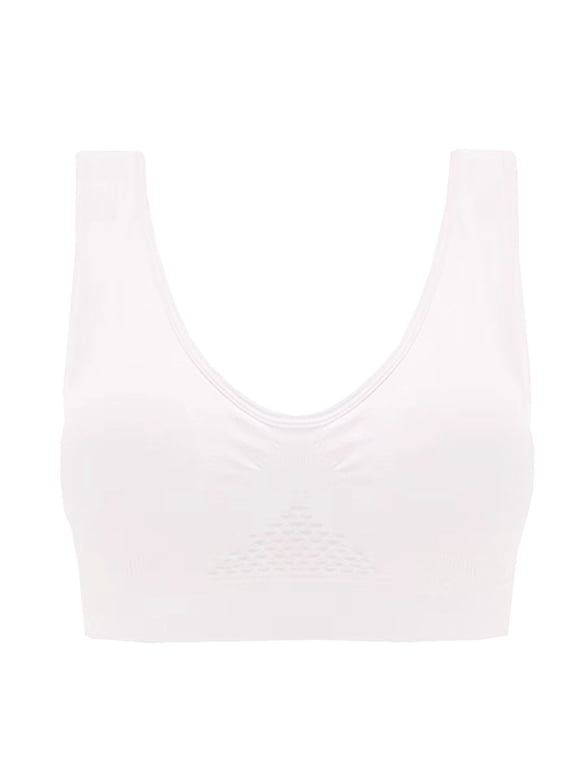 On Clearance Mesh U Back High-Impact Sports Bras for Womens Plus Size Comfort Seamless Pullover Bra with Built-In Cups(White,XXL)