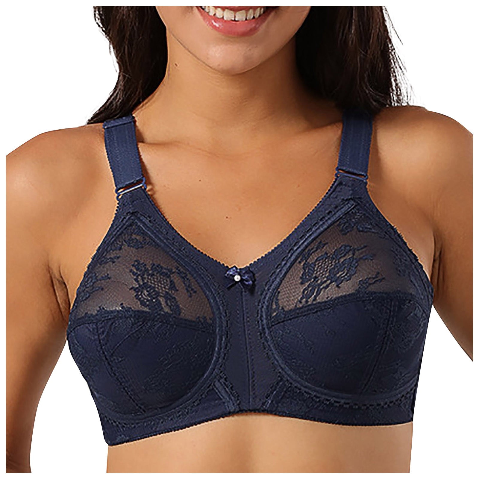 Navy Blue Lace Non-Wired Non Padded Sheer Bralette