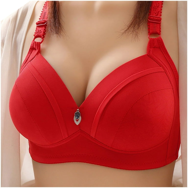 Hfyihgf On Clearance Women's Full-Coverage Bras Pure Soft Comfort Cotton  Sleep Bra Wirefree Unpadded Push Up Bralette Bra for Everyday Wear(Red,M) 