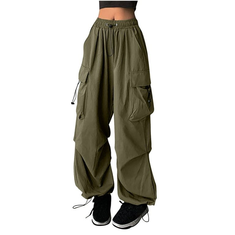 Hfyihgf Parachute Pants for Women Y2K Baggy Cargo Pants