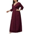 thumbnail image 1 of Hfyihgf Plus Size Dresses for Women Wedding Guest Semi Formal Lace Cocktail Graduation Party Long Sleeve A Line Maxi Long Dress Wine XXL, 1 of 7