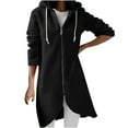 thumbnail image 1 of Hfyihgf Plus Size Hoodies Coats for Women Trendy Zip Up Hooded Hoodie Solid Color Long Sweatshirts Jacket Fall Winter Clothes Black XXL, 1 of 6