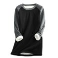 thumbnail image 1 of Hfyihgf Plus Size Women Sherpa Fleece Lined Pullover Casual Long Sleeve Crewneck Thicken Sweatshirts Winter Thermal Long Loungrwear Tunic Tops(Black,5XL), 1 of 5