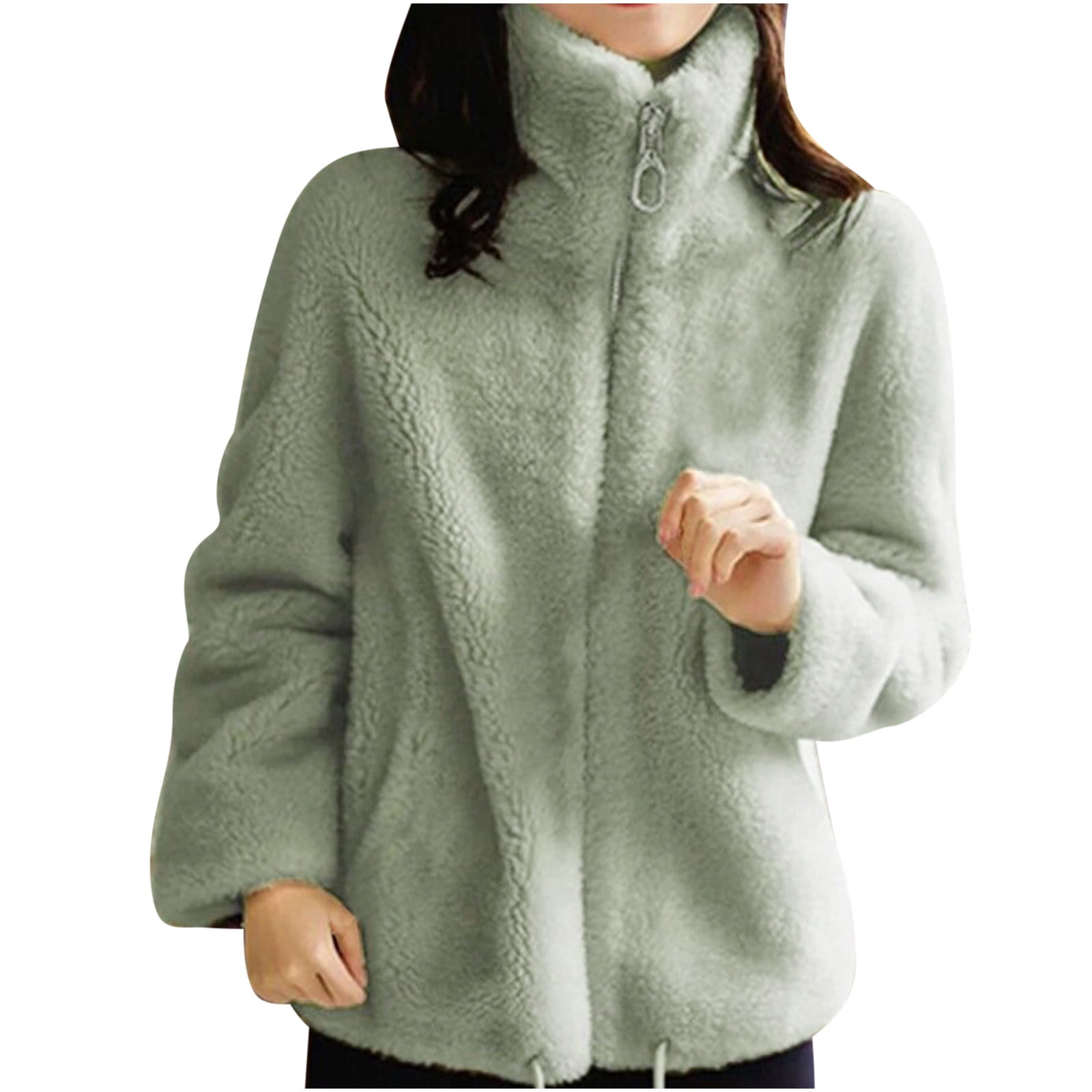 Hfyihgf Plus Size Women s Sherpa Fleece Jacket Faux Fuzzy Long