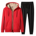 thumbnail image 1 of Hfyihgf Plus Size Womens Casual Warm FLeece Plush Velour Tracksuit Set Full Zip Hoodie Long Workout Pants Solid Color Tracksuit Jogging Suits Red XXL, 1 of 9