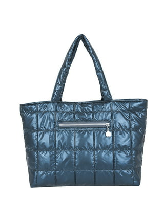 Aesthetic Flower Quilted Handbag, Puffer Embroidered Tote Bag