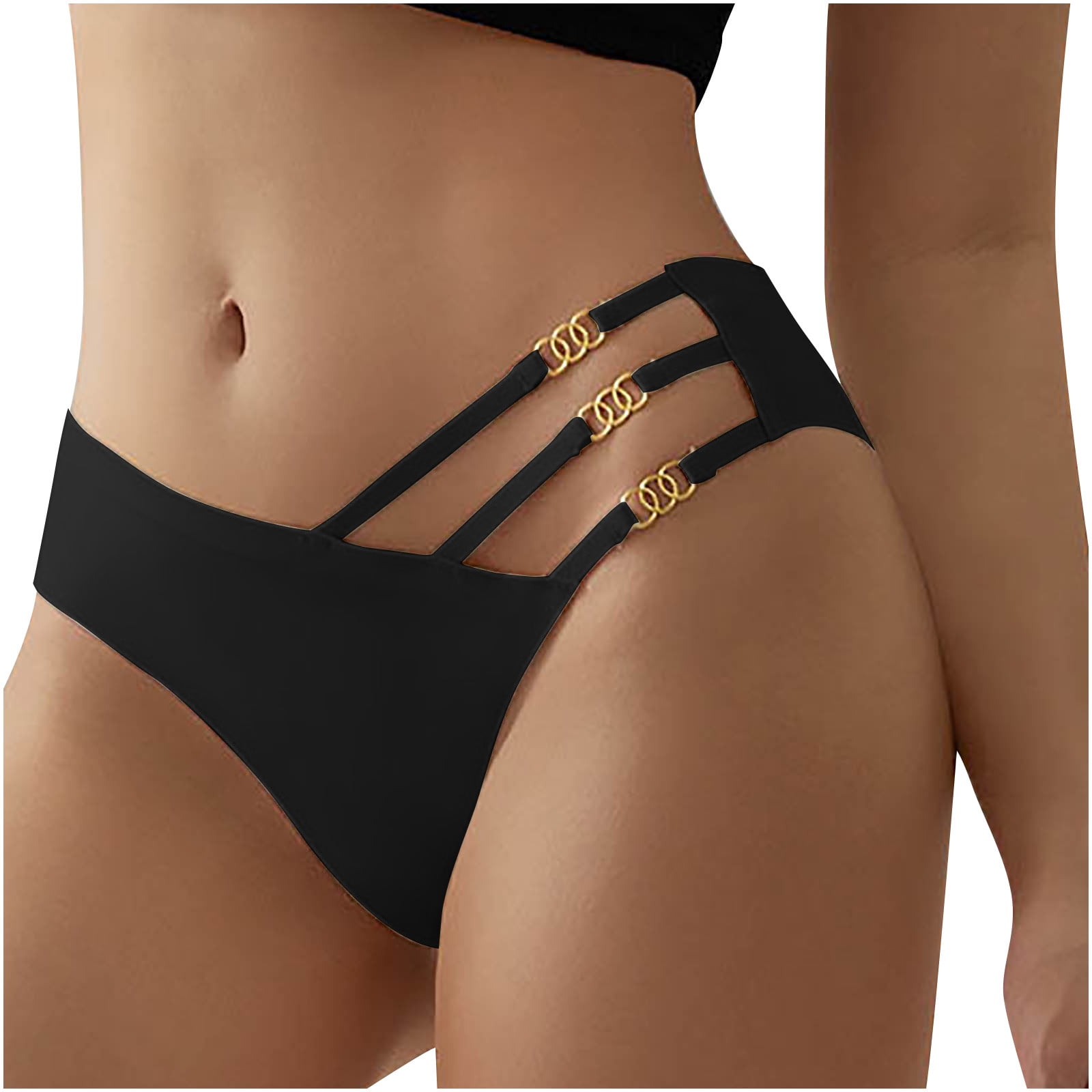 Women's Metal Chain Sexy Strap Thongs T Back G-string Underwear