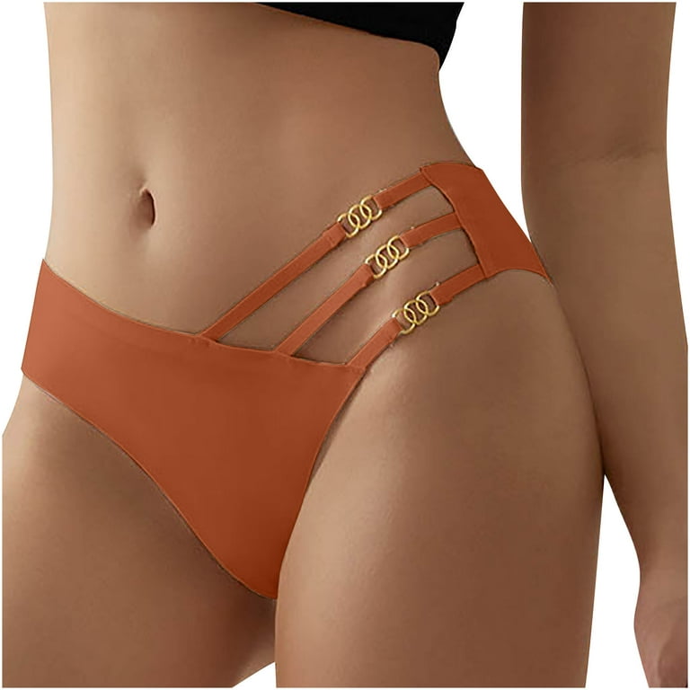 Hfyihgf Sexy Metal Chain Panties Erotic Underwear Women Low Waist Thin  Strap Thongs Full Coverage Ladies G-String Orange M