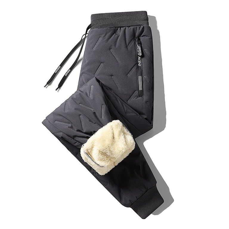 Sherpa Lined Sweatpants for Men Winter Warm Drawstring Fleece