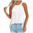 thumbnail image 1 of Hfyihgf Summer Halter Neck Tank Tops for Women Pleated Loose Fit Sleeveless Basic Tops Flowy Casual Vacation Cami Shirt Blouse(White,M), 1 of 3