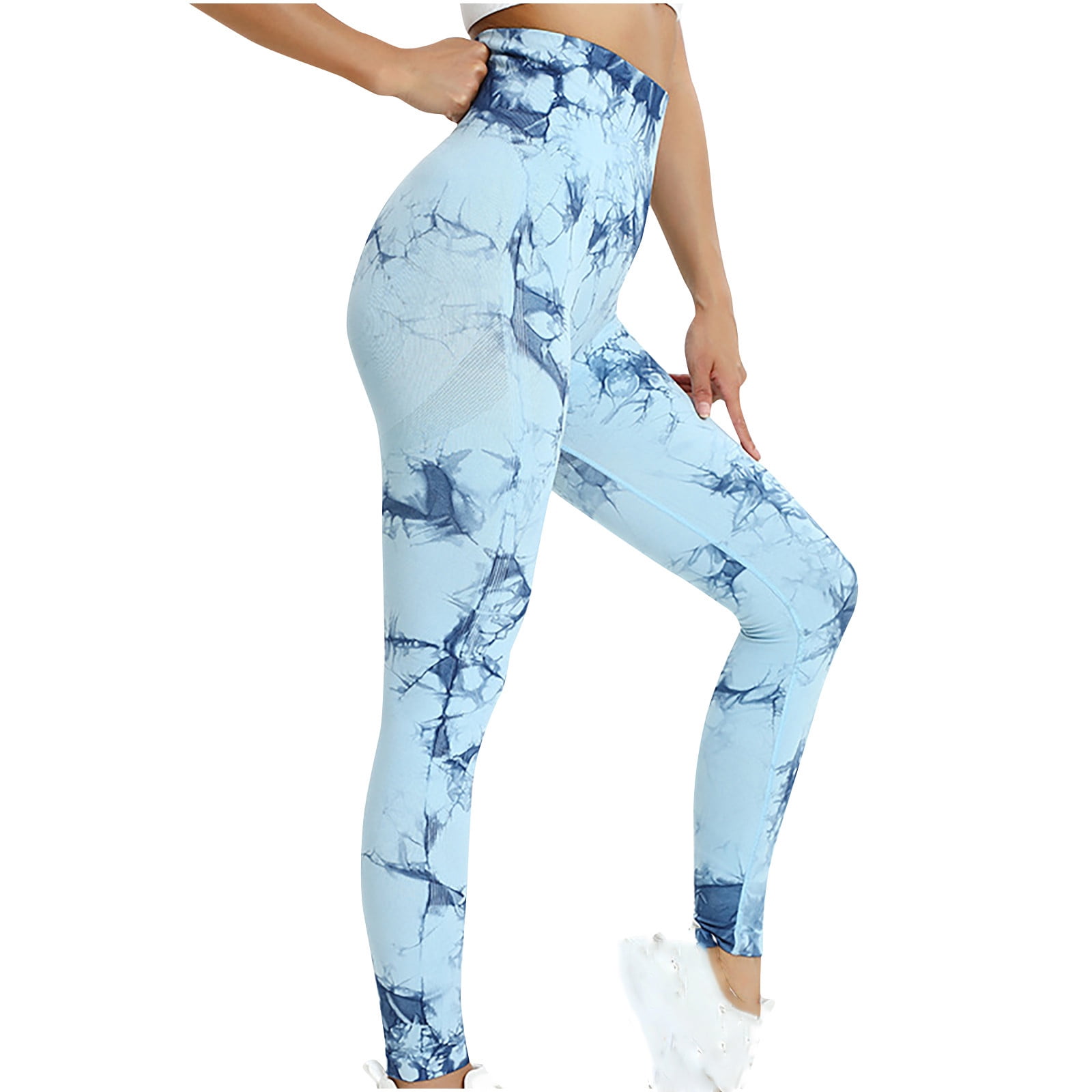 Yoga Pants for Women,High Waist Butt Lifting Tie Dye Workout Leggings with  Pockets Cotton Straight Tights CUP13, Blue, Small : : Clothing,  Shoes & Accessories