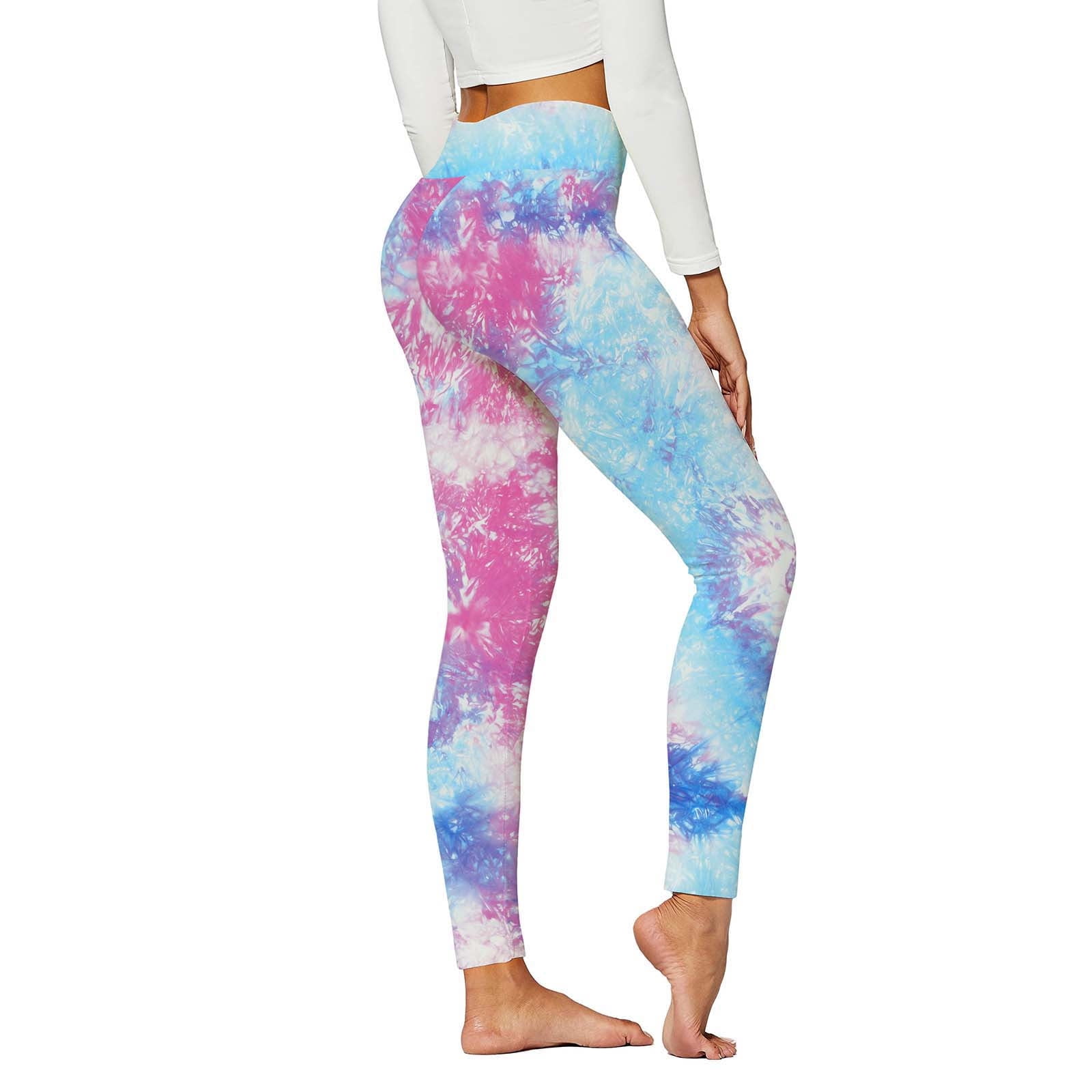 Hfyihgf Tie-Dye Seamless Leggings for Women High Waist Yoga Pants Butt  Lifting Tummy Control Stretchy Legging Pant(Blue,L) 