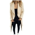thumbnail image 1 of Hfyihgf Trench Coats for Women Plus Size Winter Wool Blend Mid-Long Peacoats Long Sleeve Lapel Slim Casual Open Front Cardigans Outwear(Beige,XL), 1 of 8