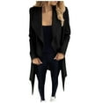 thumbnail image 1 of Hfyihgf Trench Coats for Women Plus Size Winter Wool Blend Mid-Long Peacoats Long Sleeve Lapel Slim Casual Open Front Cardigans Outwear(Black,L), 1 of 6