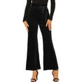 thumbnail image 1 of Hfyihgf Women High Waist Velvet Pants Casual Bow-Knot Belt Stretch Wide Leg Long Palazzo Pants Trousers Regular Size(Black,XL), 1 of 7