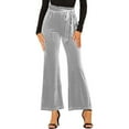 thumbnail image 1 of Hfyihgf Women High Waist Velvet Pants Casual Bow-Knot Belt Stretch Wide Leg Long Palazzo Pants Trousers Regular Size(Gray,XXL), 1 of 7