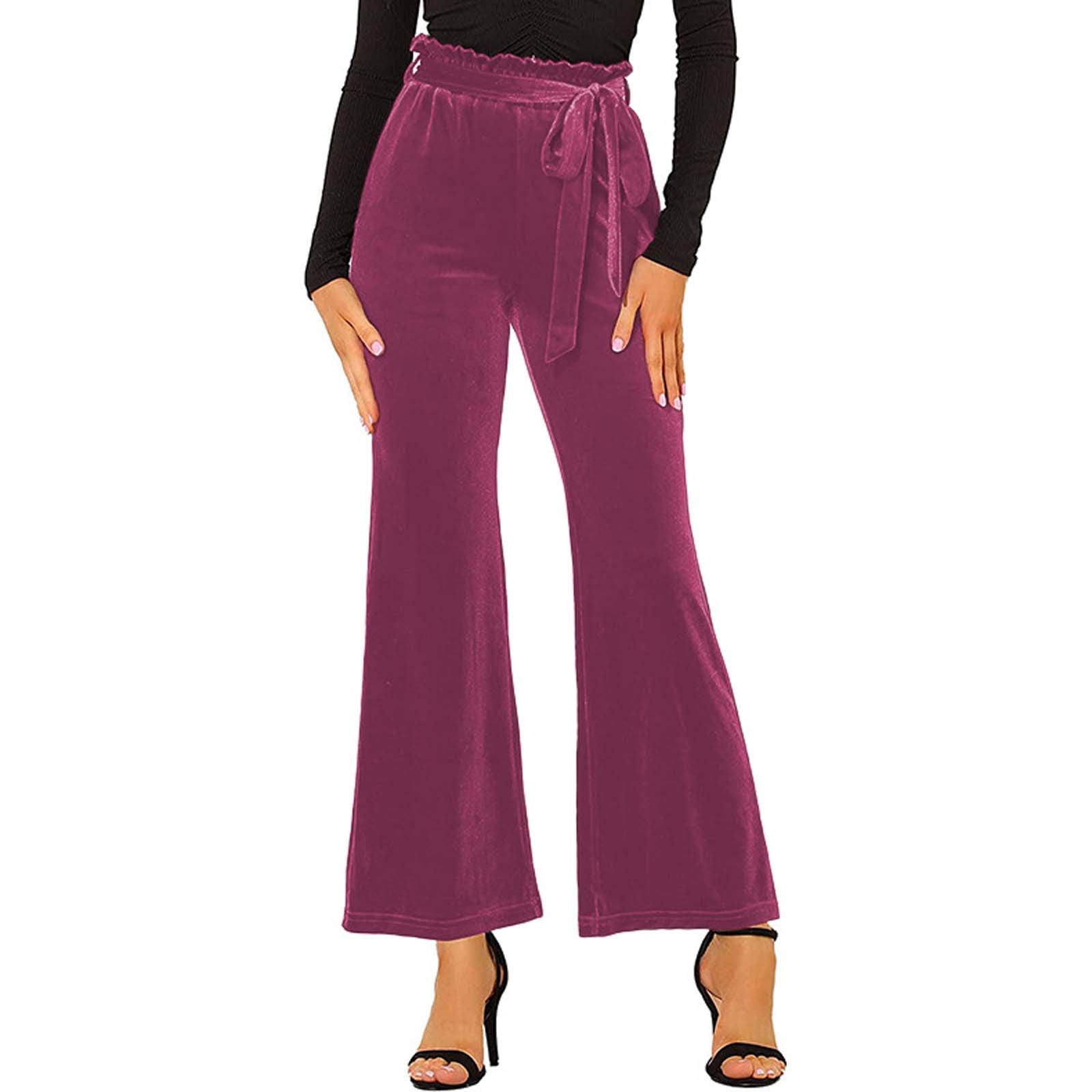 Hfyihgf High Waisted Velvet Flare Pants for Women Elastic Business