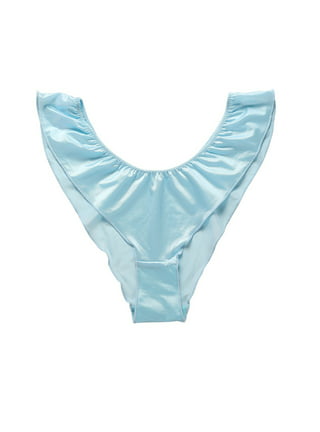 Frilled Satin Bikini Panties Women Silk Underwear Shine Full Coverage  Smooth Soft Panties Comfort Cotton Crotch Briefs, Blue, Small : :  Clothing, Shoes & Accessories