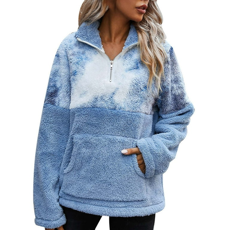 Fluffy quarter zip jacket top
