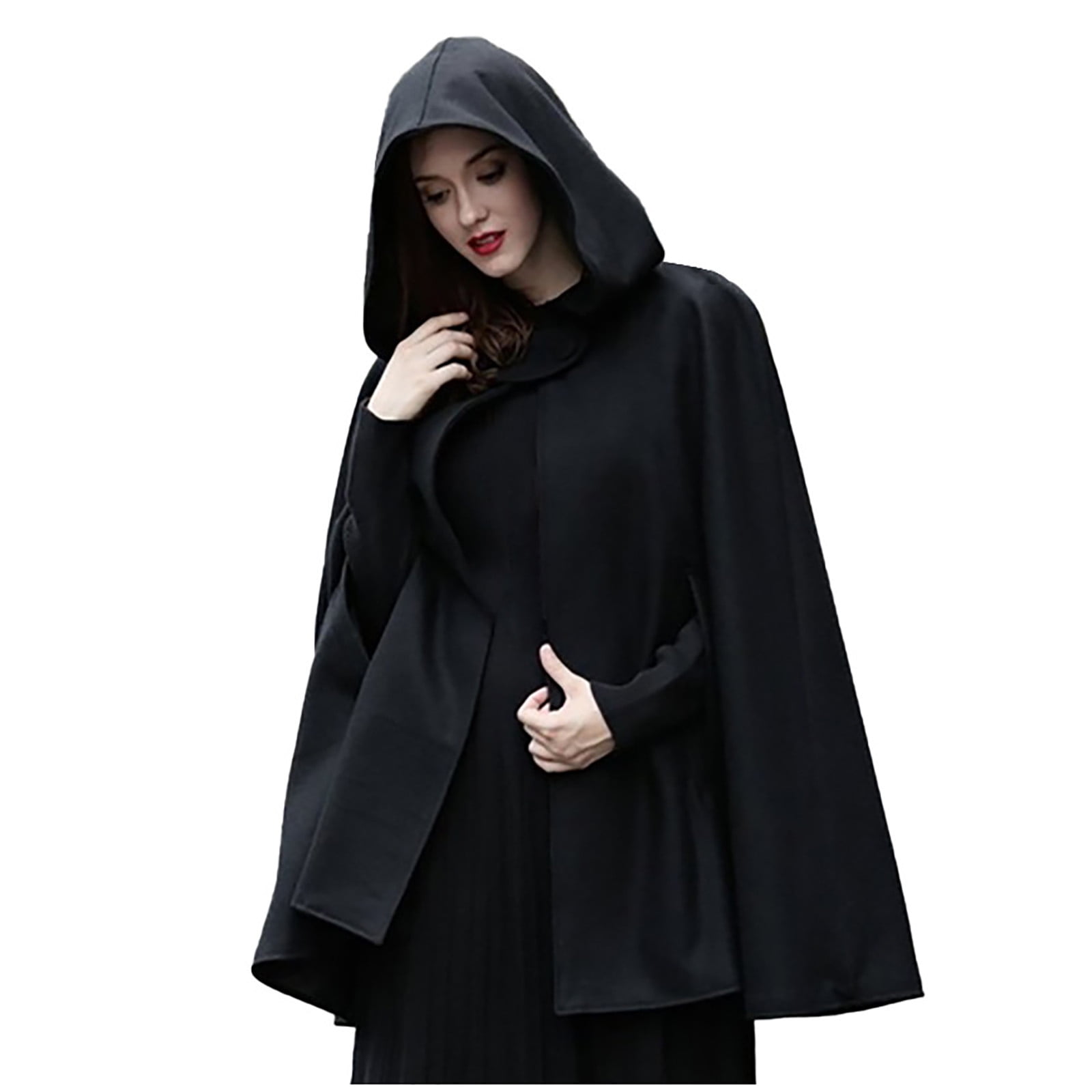Hfyihgf Women Trench Coat Gothic Hooded Open Cape Outwear