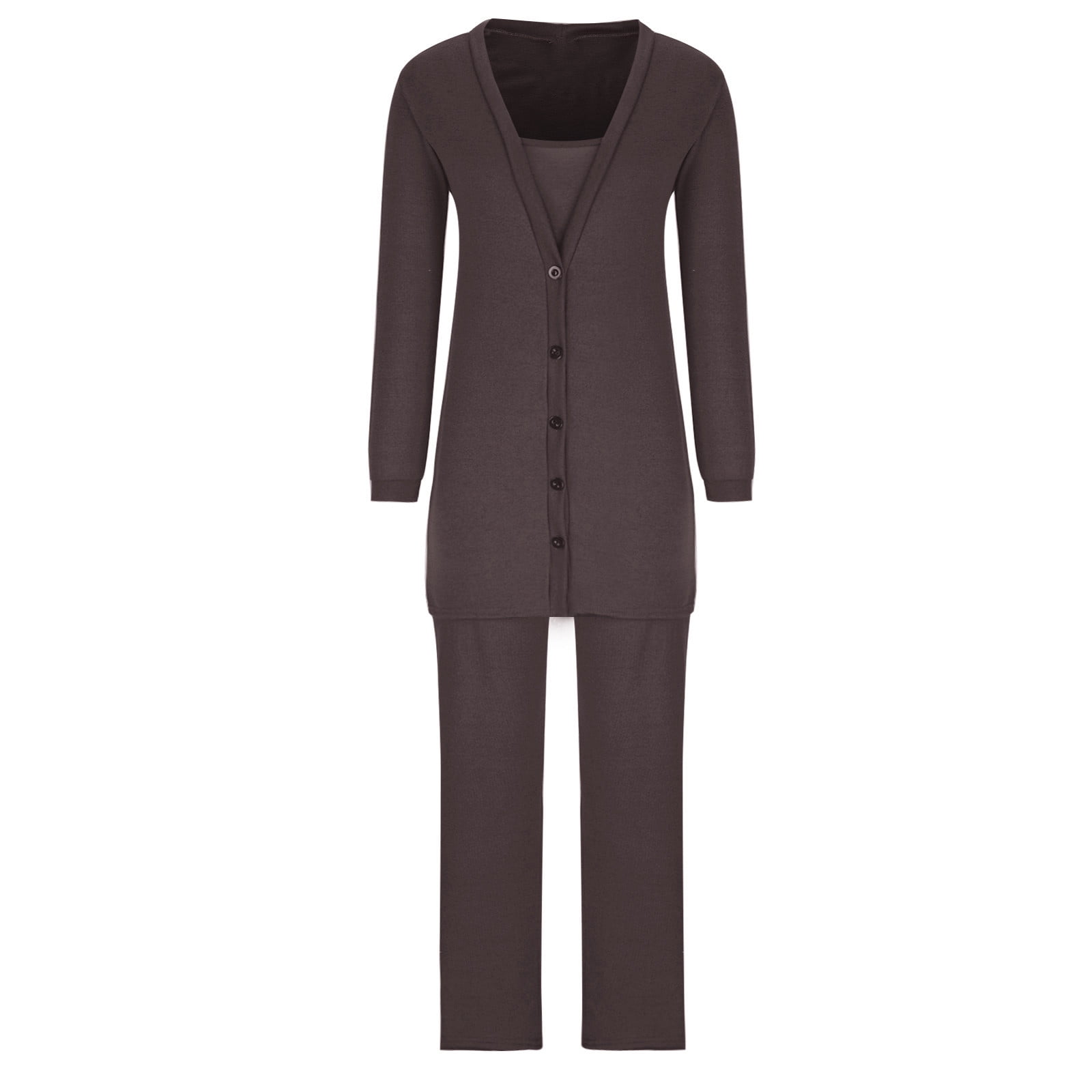 Hfyihgf Women's 3 Piece Outfits Sweatsuit Ribbed Knit Button Down ...
