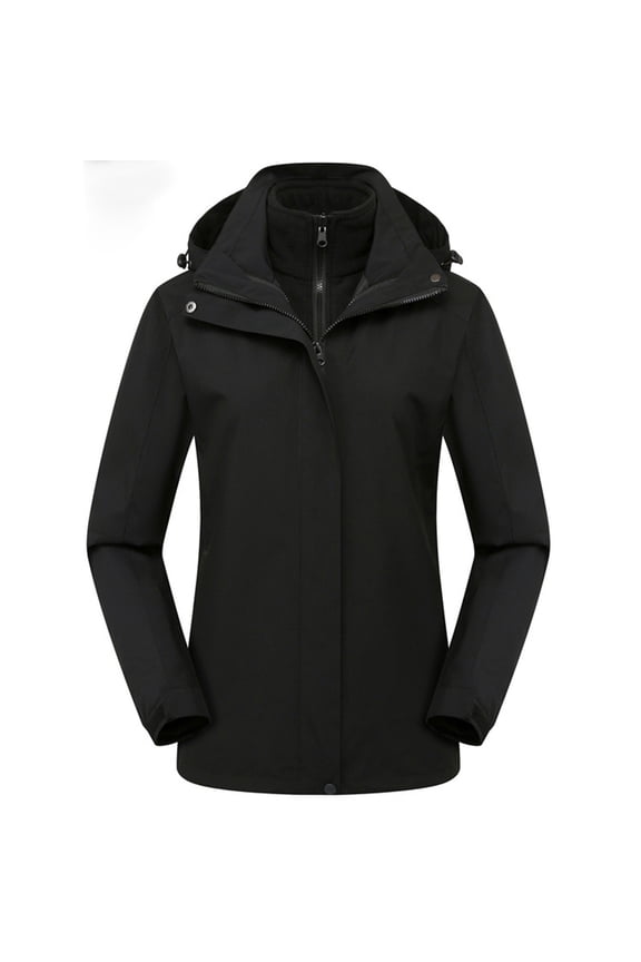 Women's 3-in-1 Winter Coats Snow Ski Jacket Mountain Waterproof Windproof Fleece Lined Parka Jacket Hooded Raincoat(Black,XXL)