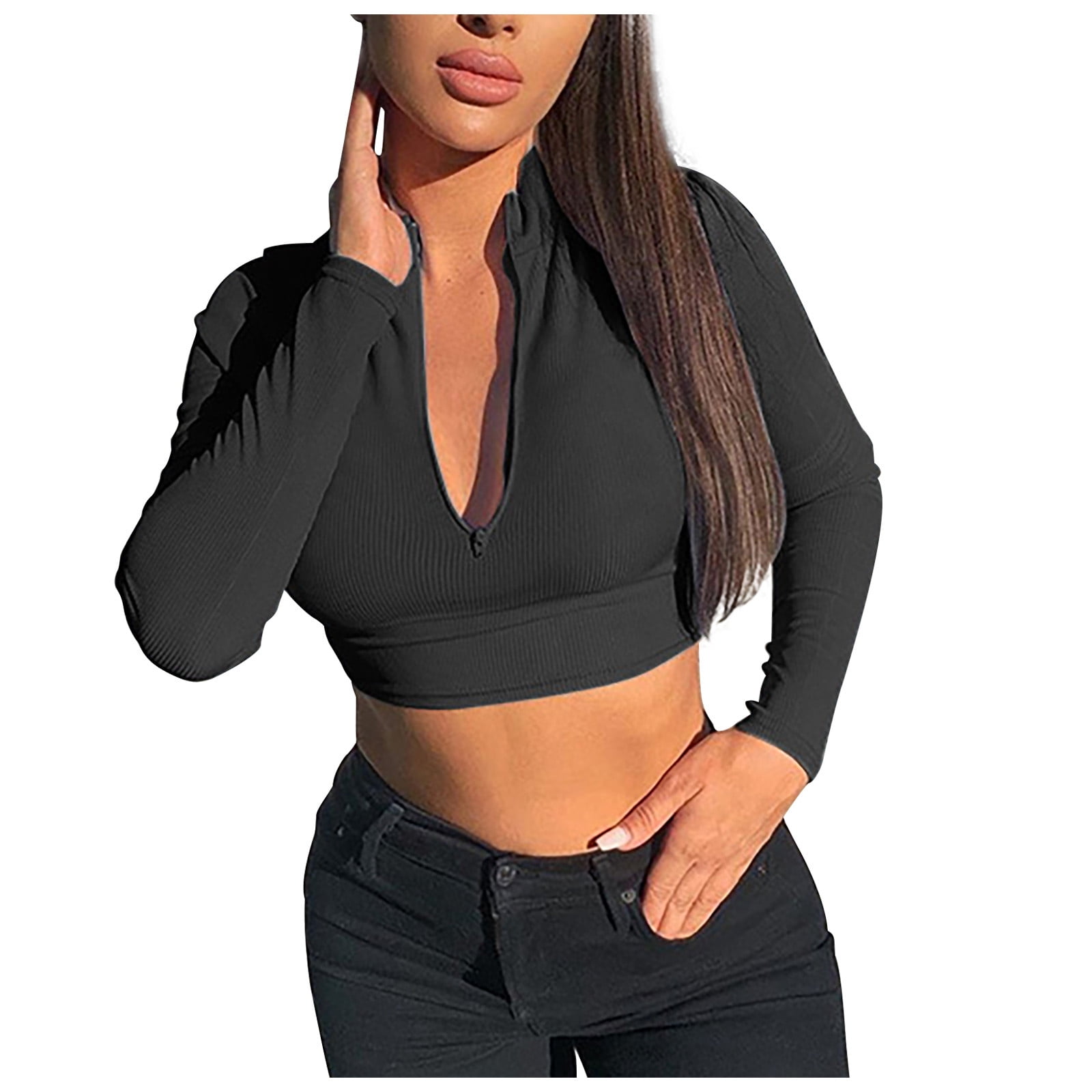 Hfyihgf Women s Athletic Half Zip Pullover Sweatshirt Long Sleeve