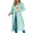 thumbnail image 1 of Hfyihgf Women's Double Breasted Long Trench Coat Windproof Classic Notch Lapel Slim Overcoat with Belt(Light Blue,XXL), 1 of 6