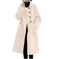thumbnail image 1 of Hfyihgf Women's Elegant Overcoat Single Breasted Long Sleeve Lapel Long Wool Trench Coat SWarm Winter Pea Coats(Beige,XL), 1 of 8