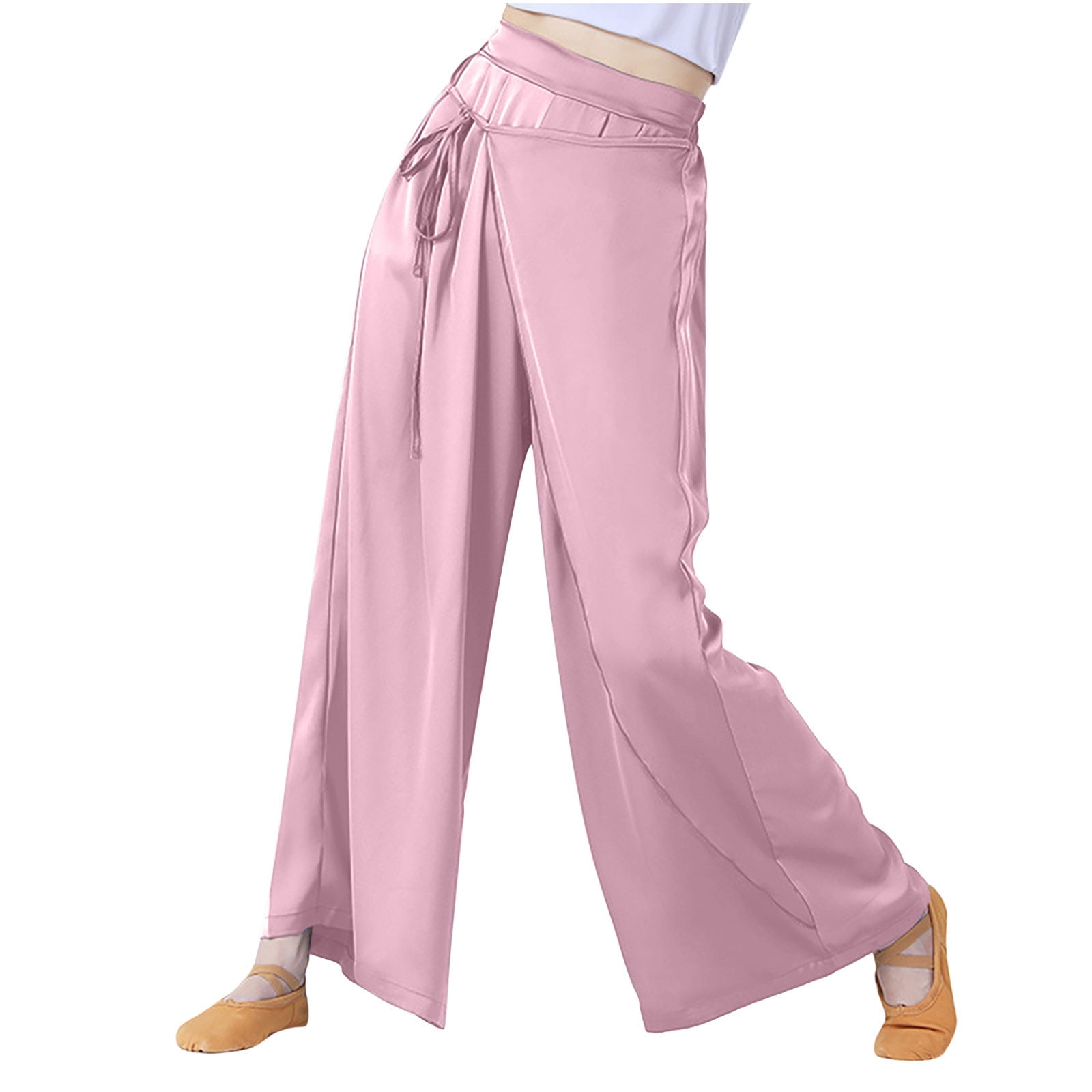 Hfyihgf Women's Elegant Palazzo Wide Leg Dance Pants Loose High Waisted