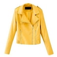 thumbnail image 1 of Hfyihgf Women's Fashion Faux Leather Jackets Lightweight Classical Solid Color Long Sleeve Lapel Zip Up Slim Short Biker Coats(Yellow,XL), 1 of 4