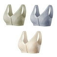 thumbnail image 1 of Hfyihgf Women's Front Closure Cotton Bra Plus Size Lace Full-Coverage Wirefree Sports Bra Button Snap Closure Comfort Push Up Seamless Sleep Bras 3PCS Green+Dark Gray+Beige 4XL, 1 of 7