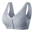 thumbnail image 1 of Hfyihgf Women's Front Closure Cotton Bra Plus Size Lace Full-Coverage Wirefree Sports Bra Button Snap Closure Comfort Push Up Seamless Sleep Bras Dark Gray L, 1 of 4