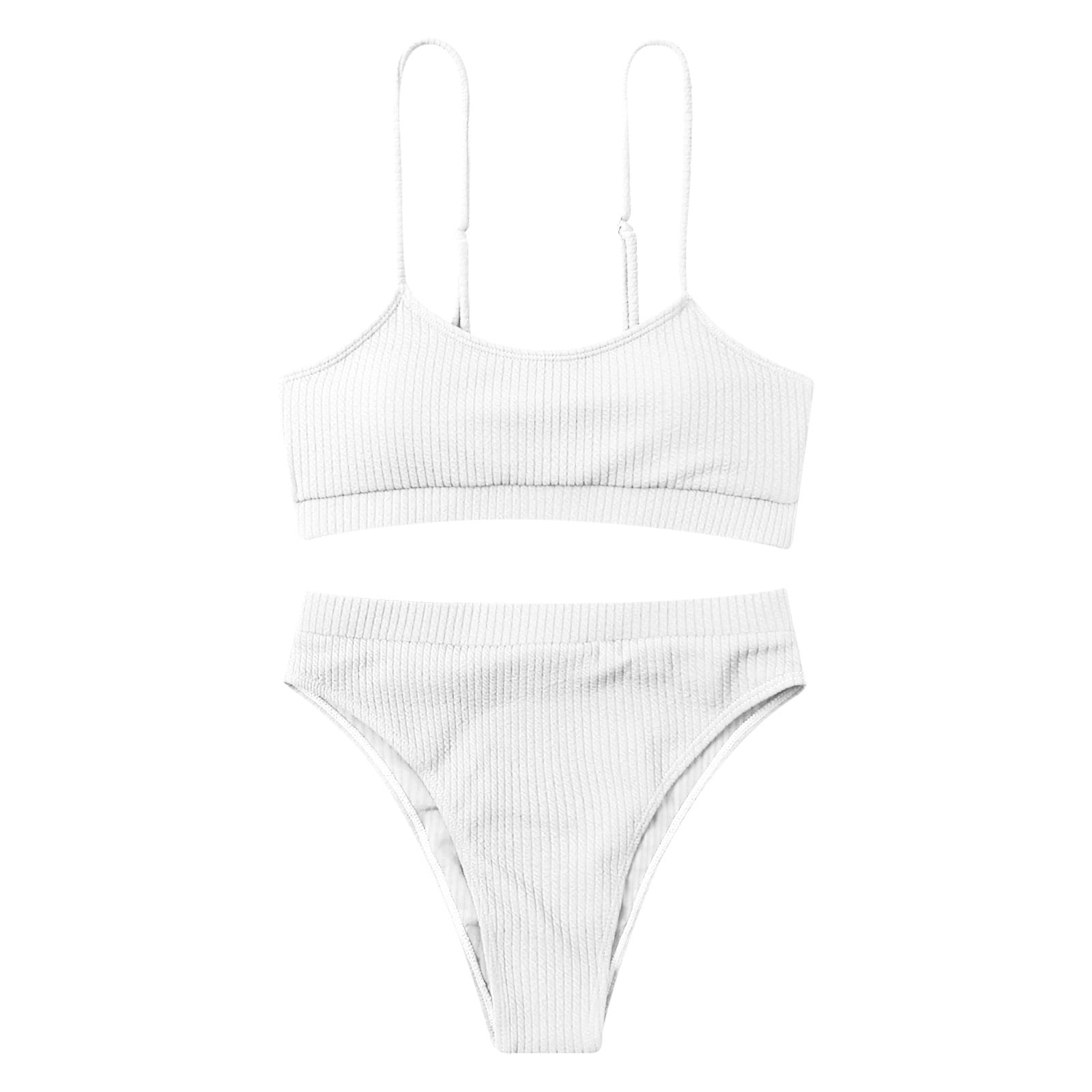 Hfyihgf Women's High Waisted Bikini Ribbed Two Piece Swimsuit High Cut — free download