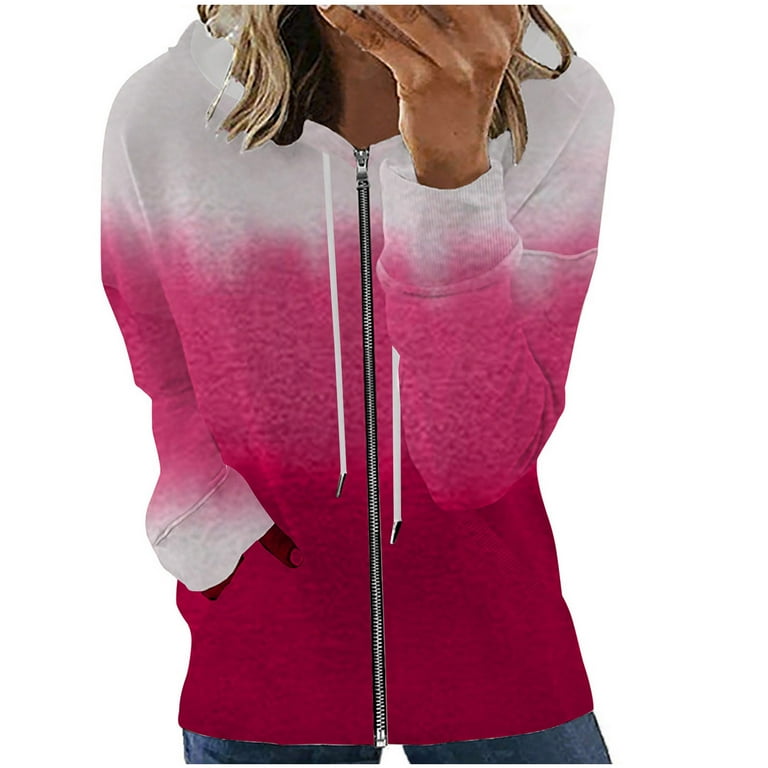 HUMMHUANJ Sweatshirt For Women Color Block Tops Casual,pink things for  women,hooded cardigan,womans tops,resale items,free stuff under 1  dollar,plus