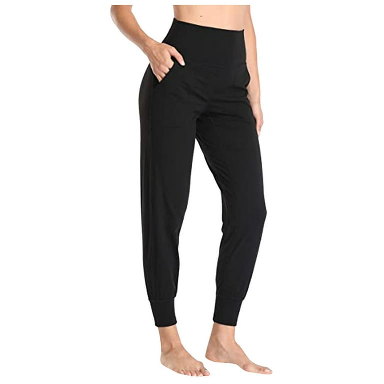 Hfyihgf Women's Joggers Sweatpants Lightweight Athletic Pockets Pants Hight  Waist Tapered Lounge Pants for Workout Yoga Running(Black,S)