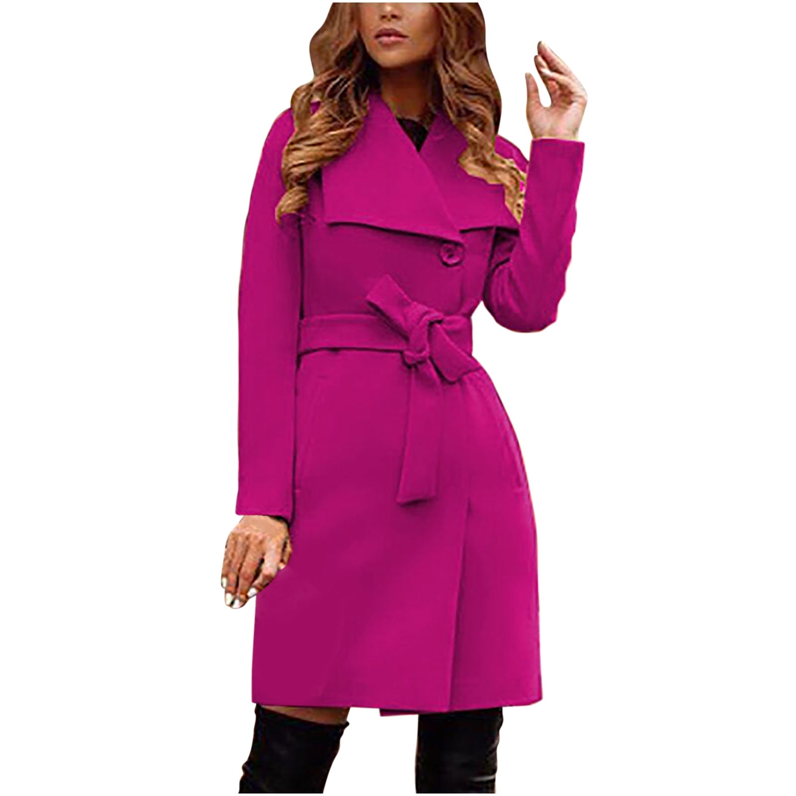 HFYIHGF Women's Long Trench Coat, Wool Blend, Windproof, Button