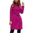 thumbnail image 1 of Hfyihgf Women's Lapel Button Down Long Trench Coat Wool Blend Windproof Classic Overcoat with Belt Hot Pink XXL, 1 of 6