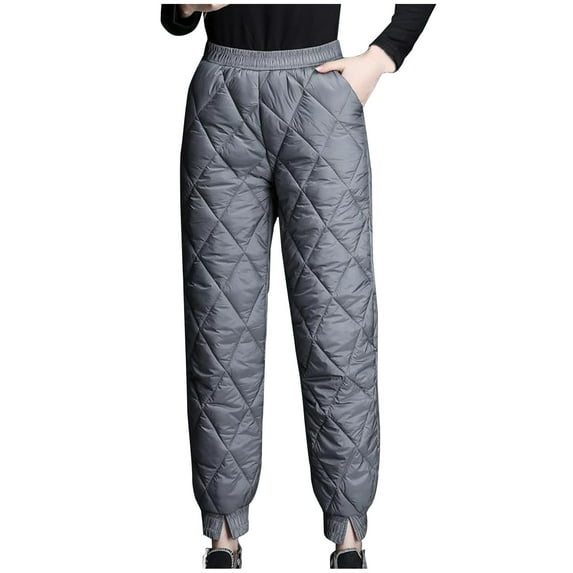 Hfyihgf Women's Lightweight Puffy Pants Quilted Snow Pants Puffer Winter Trousers for Outdoor Ski Camping(Gray,L)