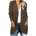 thumbnail image 1 of Hfyihgf Women's Long Sleeve Open Front Cardigans Casual Solid Color Lightweight Soft Knit Sweaters Outerwear A-Coffee L, 1 of 5