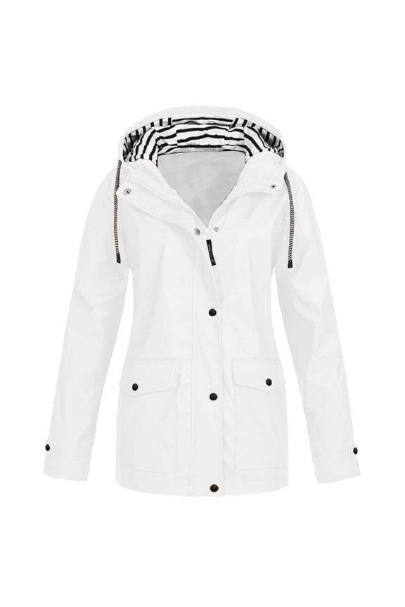 Women's Mountaineering Ski Jacket Windproof Snow Warm Drawstring Hooded Coats Jacket Plus Size Winter Zipper Overcoat Beige S