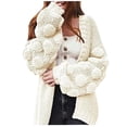 thumbnail image 1 of Hfyihgf Women's Open Front Long Lantern Sleeve Cardigan Sweaters Oversized Chunky Knit Solid Color Outwear Coats White XXL, 1 of 6