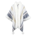 thumbnail image 1 of Hfyihgf Women's Oversizd Shawl Cardigan Batwing Sleeve Faux Fur Trim Cape Wool Winter Warm Cloak Poncho Coat, 1 of 4